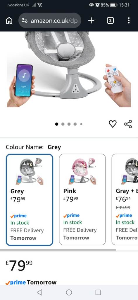 New Grey Baby Bouncer with Remote Control