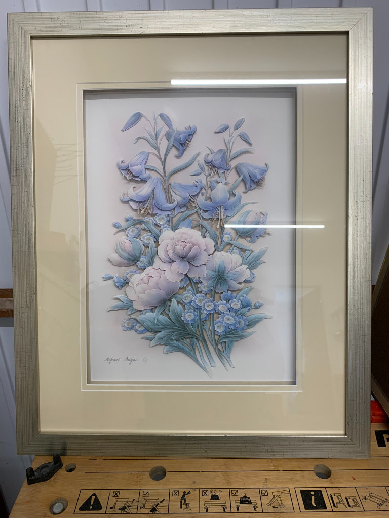 Alfred Sagan photo of Flowers in 3D Decoupage in silver frame