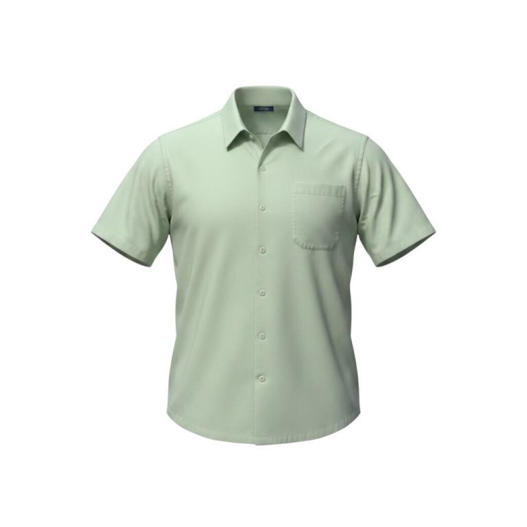 Easy Vintage Shirt Men's UK Size XL Green Short Sleeve Wing Collar