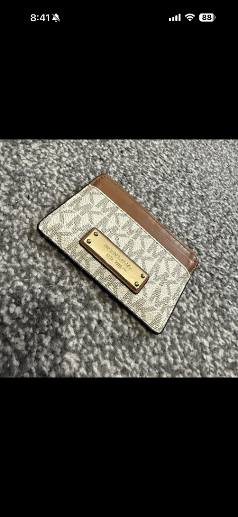 Michael Kors Card Holder – White/Brown, Good Condition