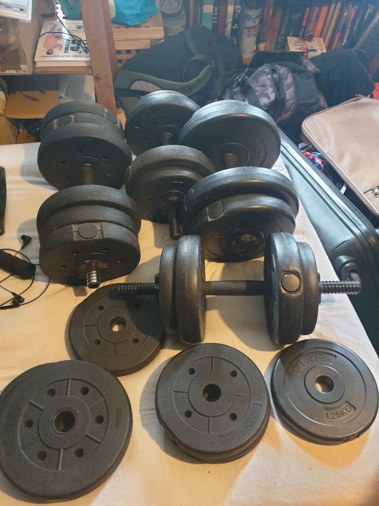 Job lot of weights with dumbbell handles