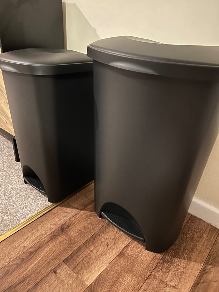 Pair of Black Plastic Pedal Bins - As Good As New