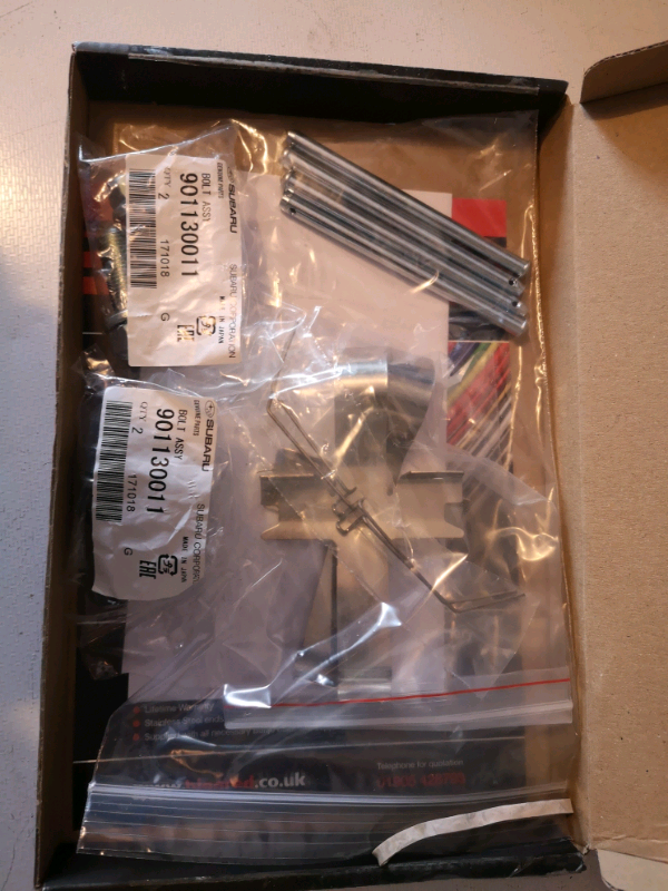 Wrx 4 pot front caliper bolts / pad fitting kit