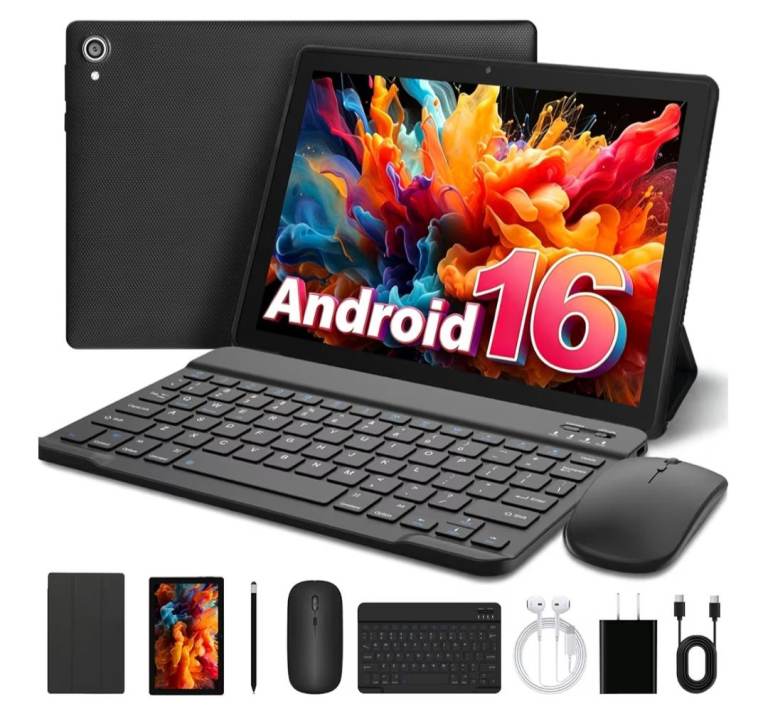 Android 16 Tablet 10 inch, 24GB RAM 1TB TF Android Tablet with Face Unlock, 6000mAh Battery,