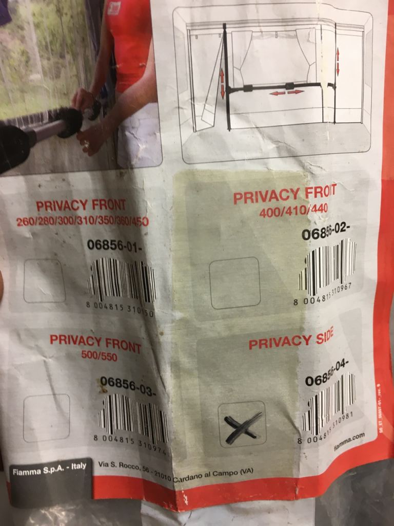 Fiamma awning stiffner