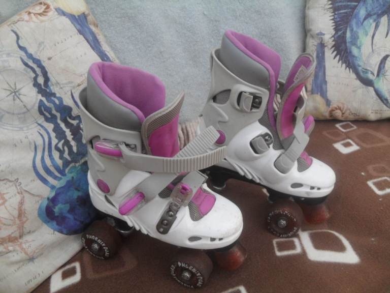 Kids' Roller Skates - White and Pink, Good Condition