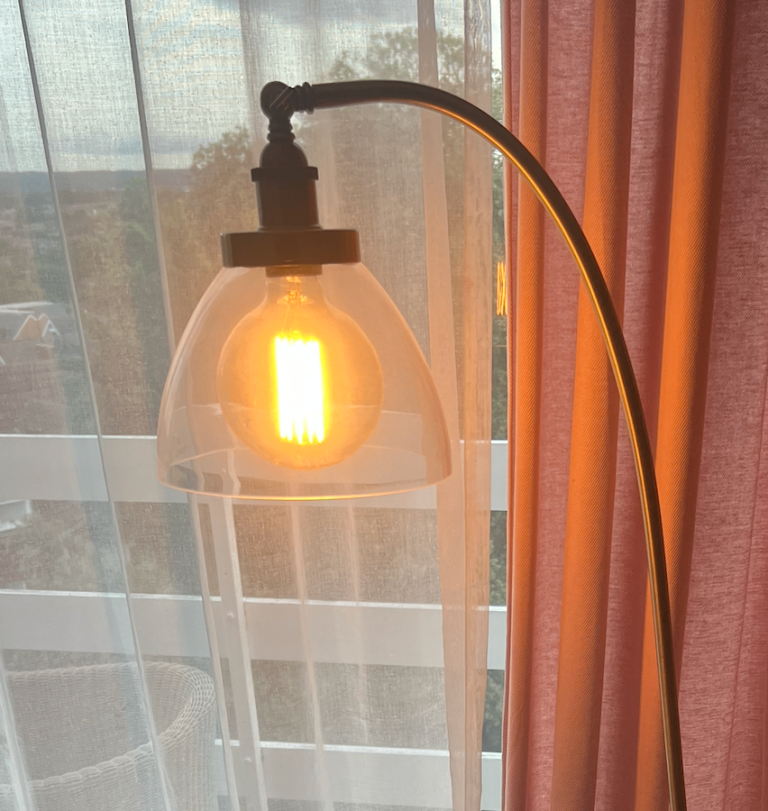 Brass Arc Floor Lamp with Edison Bulb