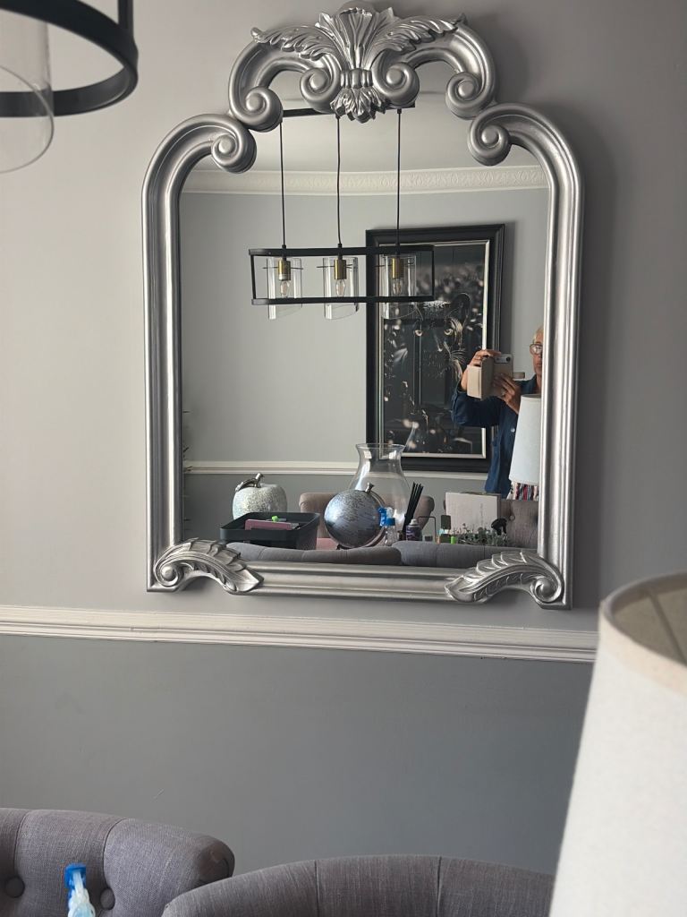 Large Ornate Silver Wall Mirror – Good Condition