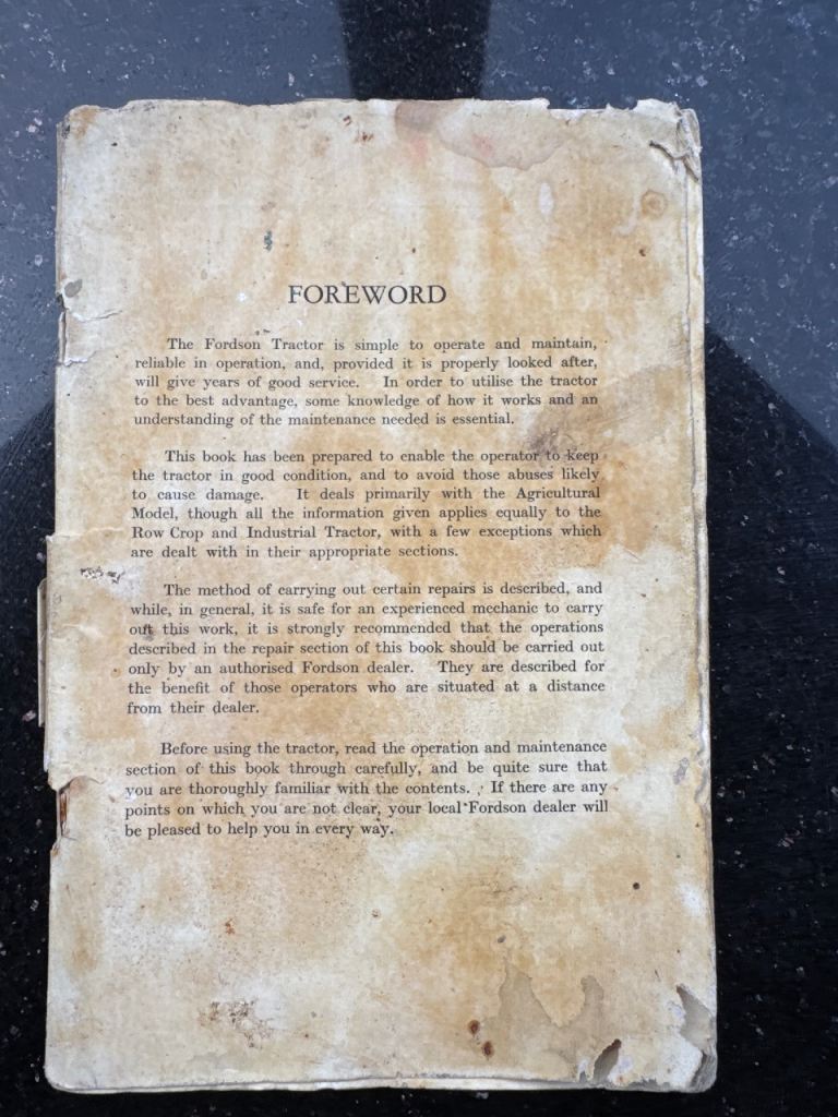 Fordson tractor instruction book