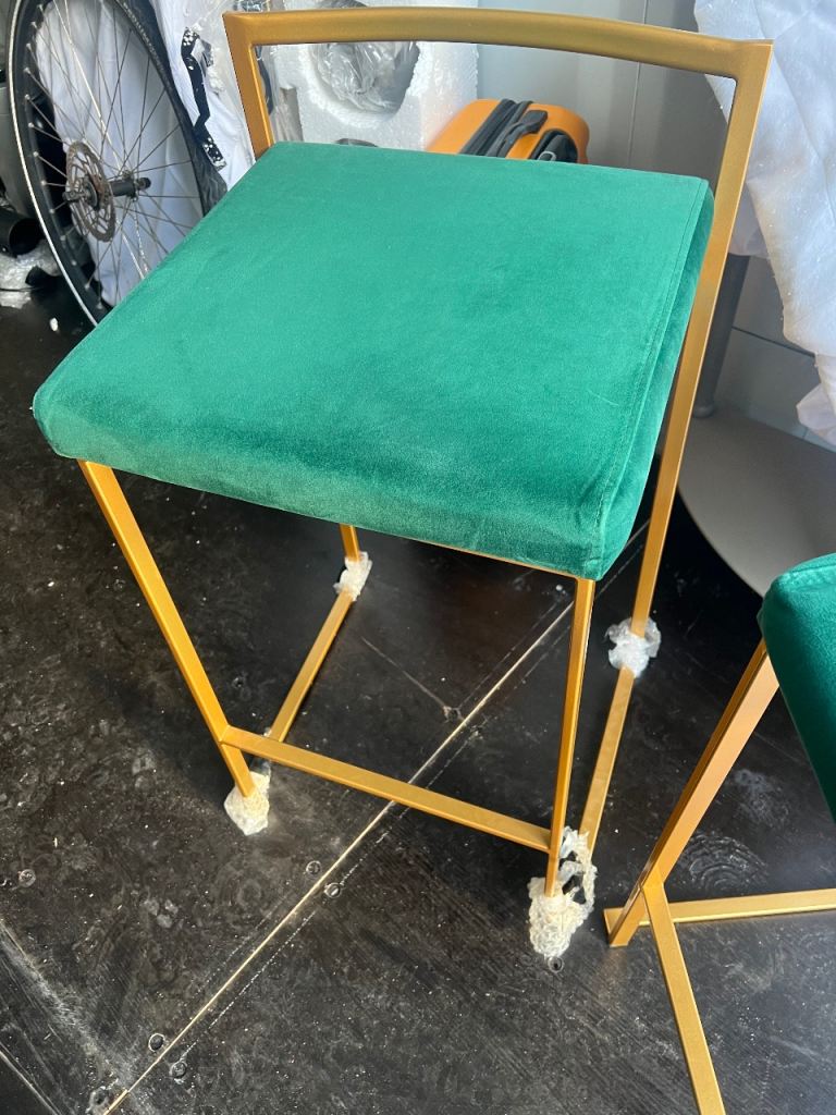 image for Gold and green velvet chairs 