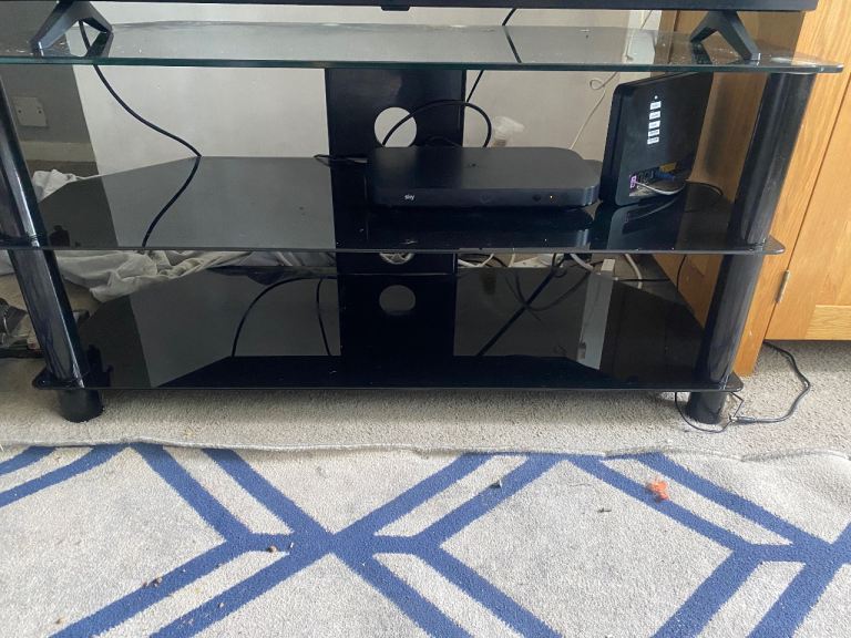 Black glass tv stand 