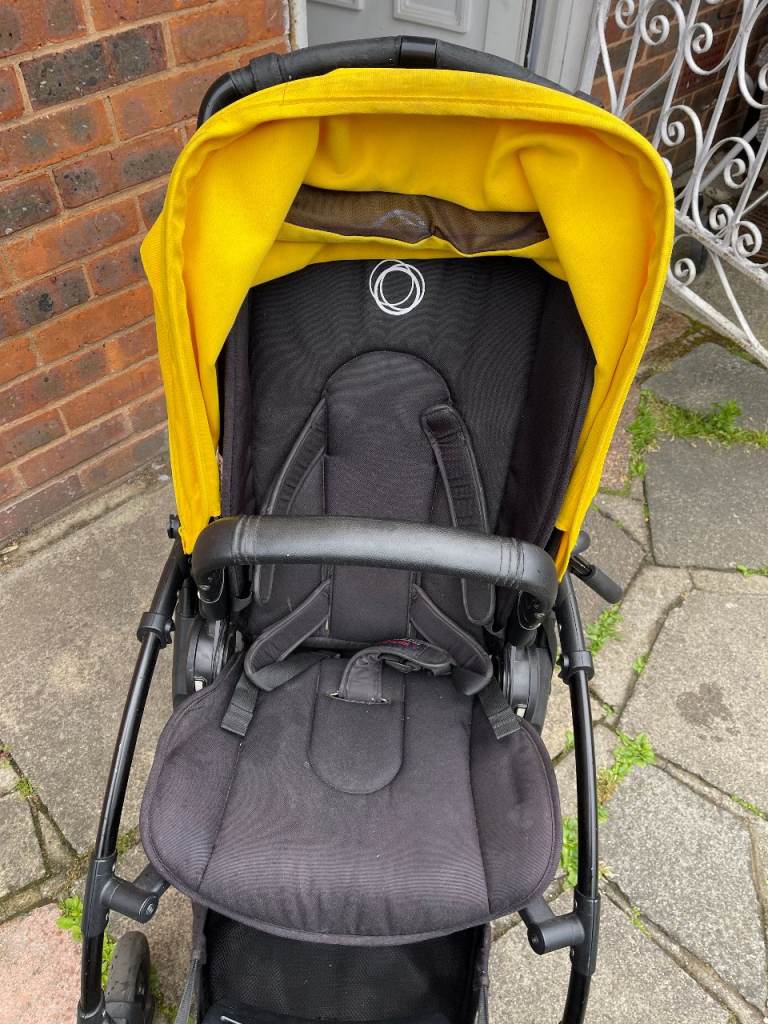 Bugaboo Bee 6 Pushchair / Stroller – Yellow Hood, Rain Cover & Buggy Hooks
