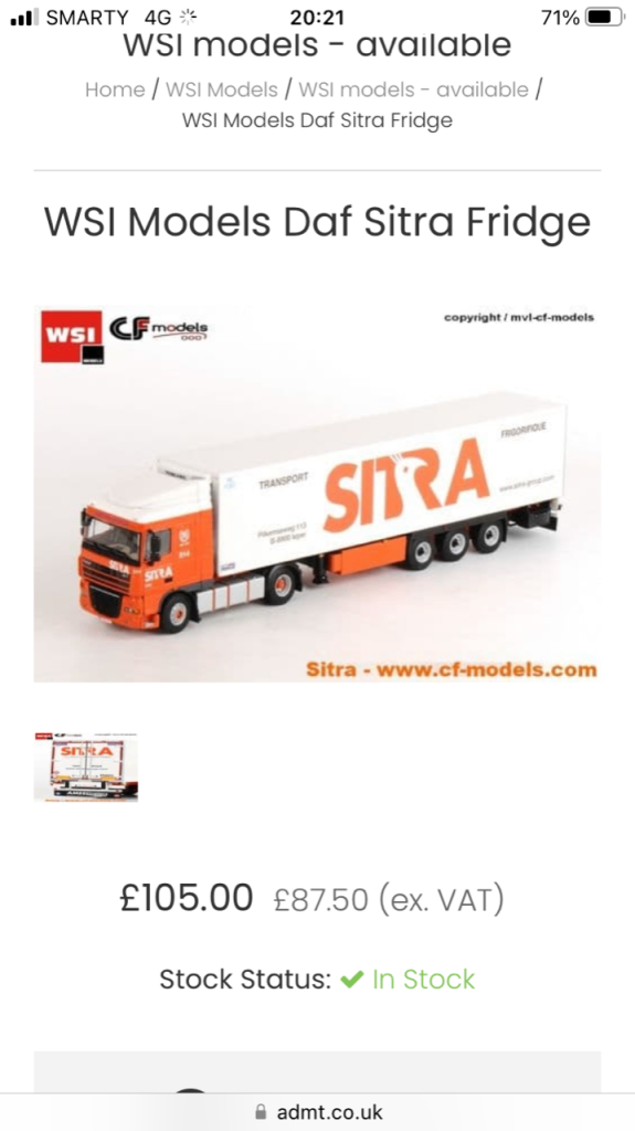 WANTED WSI Daf X F 105 4 x 2 unit with 3 axle fridge of Sitra Belgium