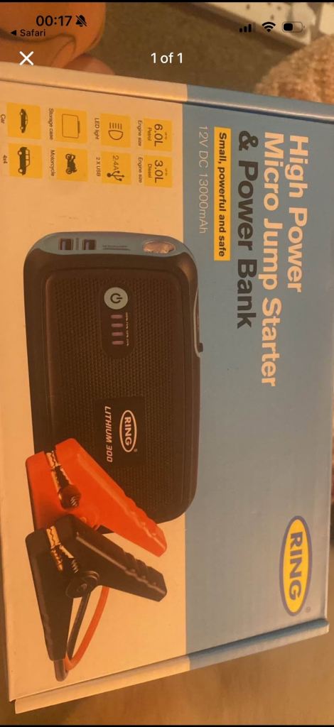 Ring High Power Micro Jump Starter & Power Bank - Brand New Boxed