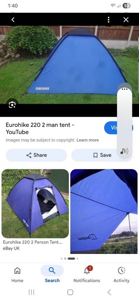 Eurohike 2 to 3 man tent