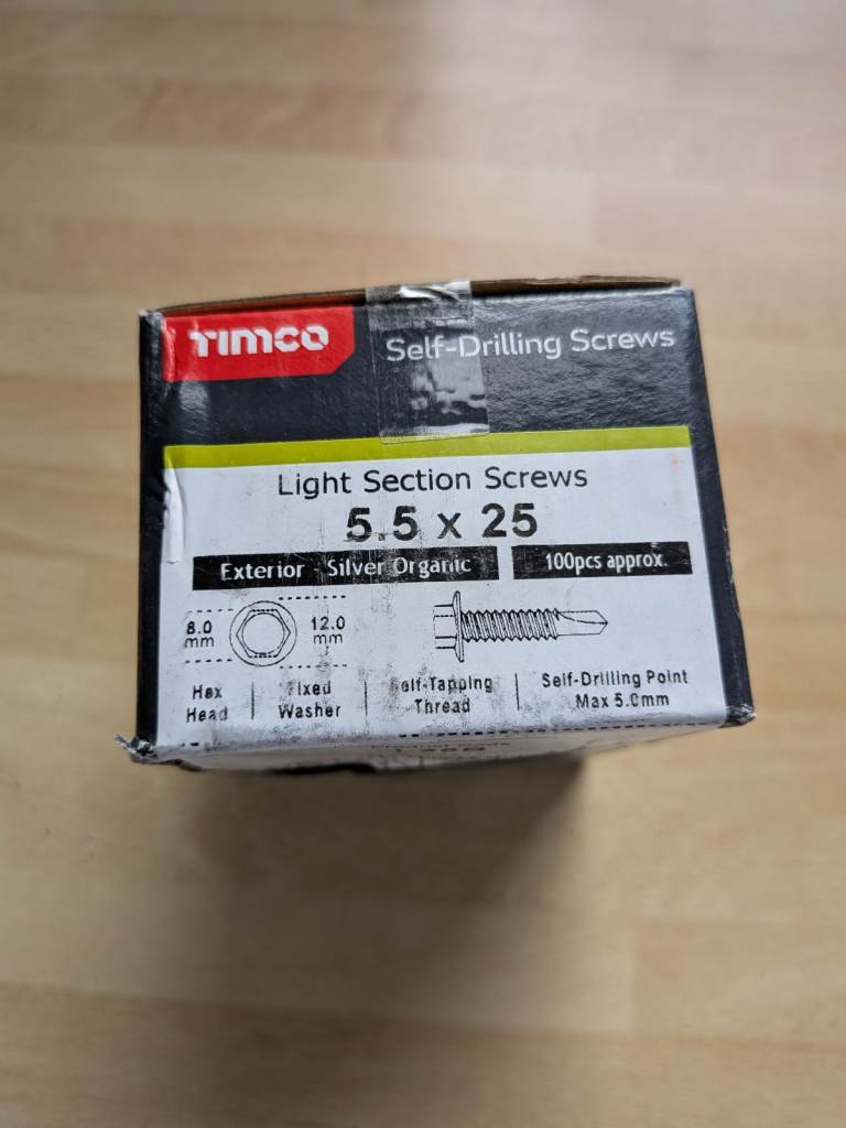 TIMco L25B Hex No.3 Self-Drilling Screw 5.5 x 25 - Silver Ruspert (Box of 100)