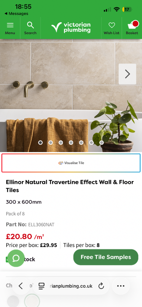 Ellinor Natural Travertine Effect Wall & Floor Tiles 300 x 600mm