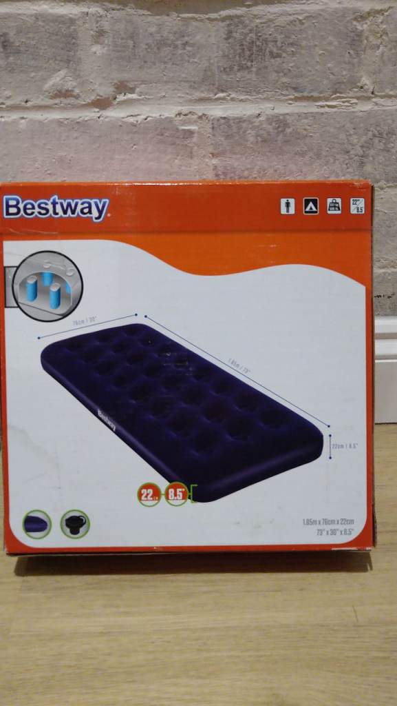 Bestway Flocked Air Bed - 185 x 76 x 22 cm Single Blue