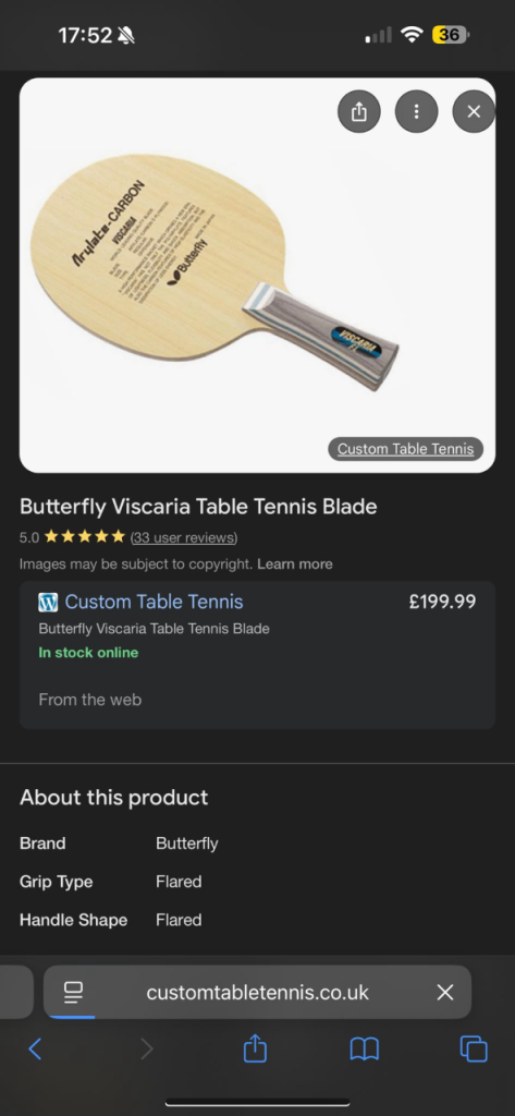 Table tennis racket advanced setup