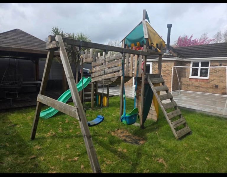 Wickey kids climbing frame swing slide set play frame 