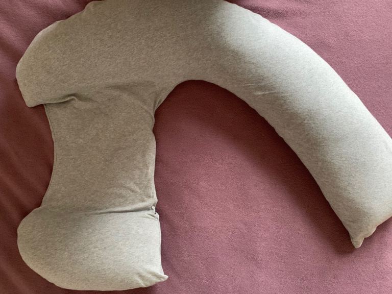 Pregnancy Support & Feeding Pillow, Grey Cotton Jersey (Like New) by Dreamgenii