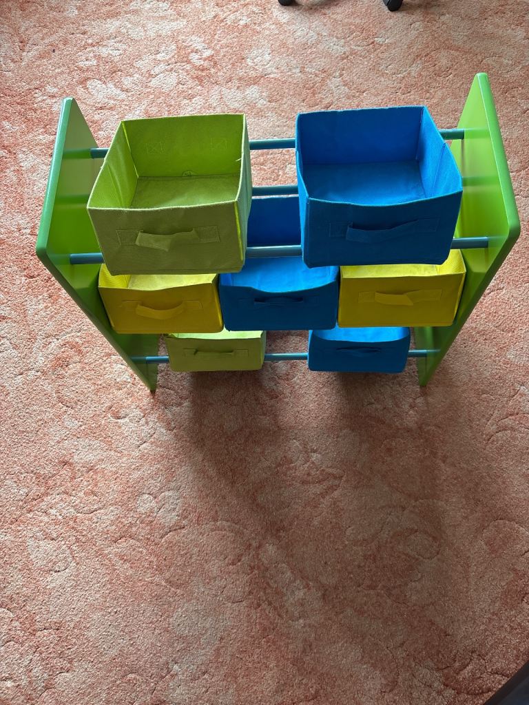 3 Tier kids storage unit and boxes