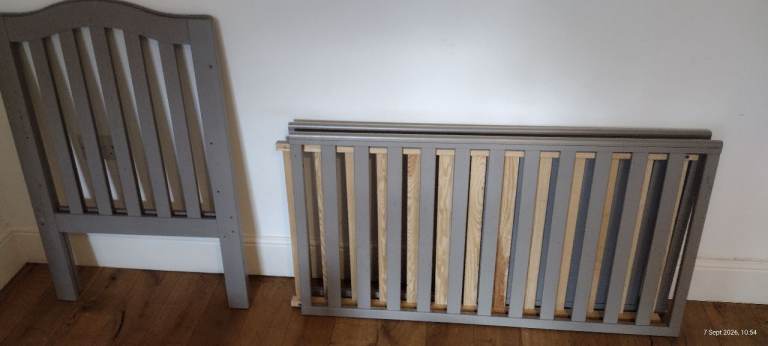 Grey Wooden Baby Cot Bed – Good Condition