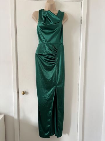 quiz green satin dress Green Quiz Curve Satin Ruched Midi Dress