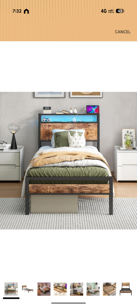 Brand new in box single bed with led lights and plug sockets 