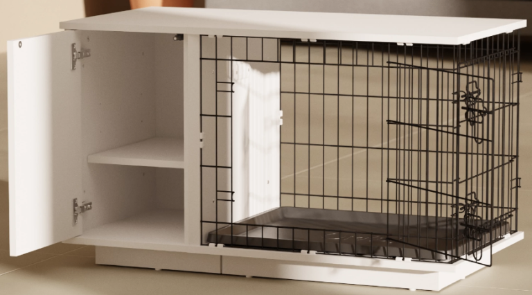 Fido Studio Dog Crate by Omlet – White – 24" with Storage