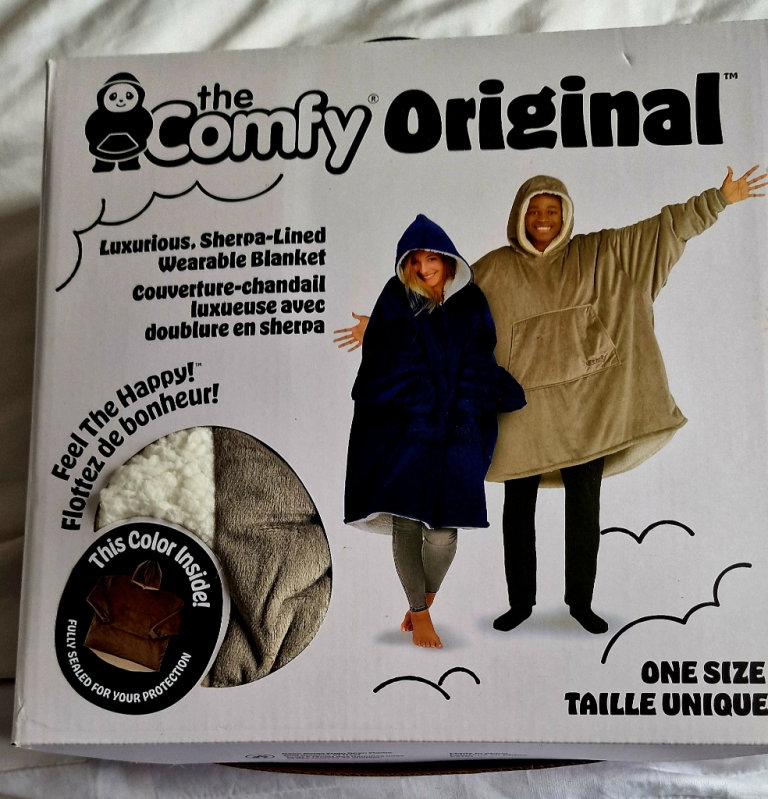 The Comfy Original One Size Sherpa Lined Wearable Blanket with Front Pouch, Grey