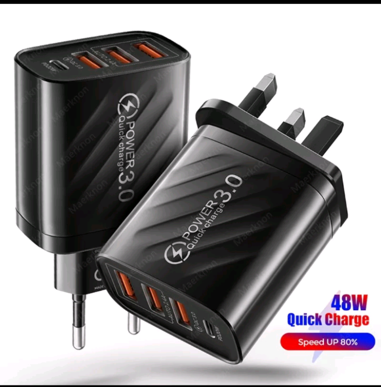 Quality UK 48W USB Charger 4Port Type C Quick Charge QC 3.0 For All Sm