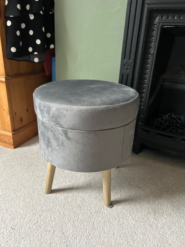 Grey footstool with storage 