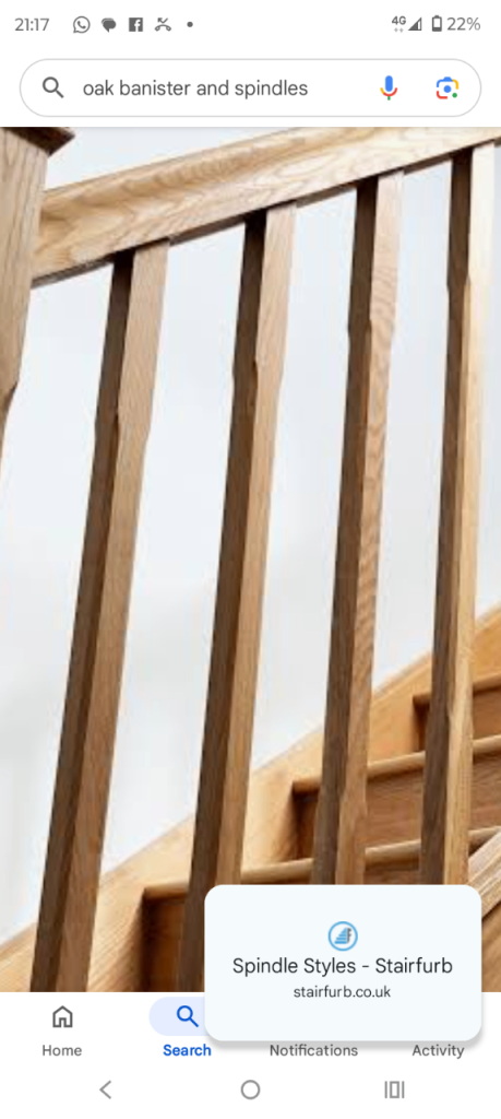 Oak bannister spindles 