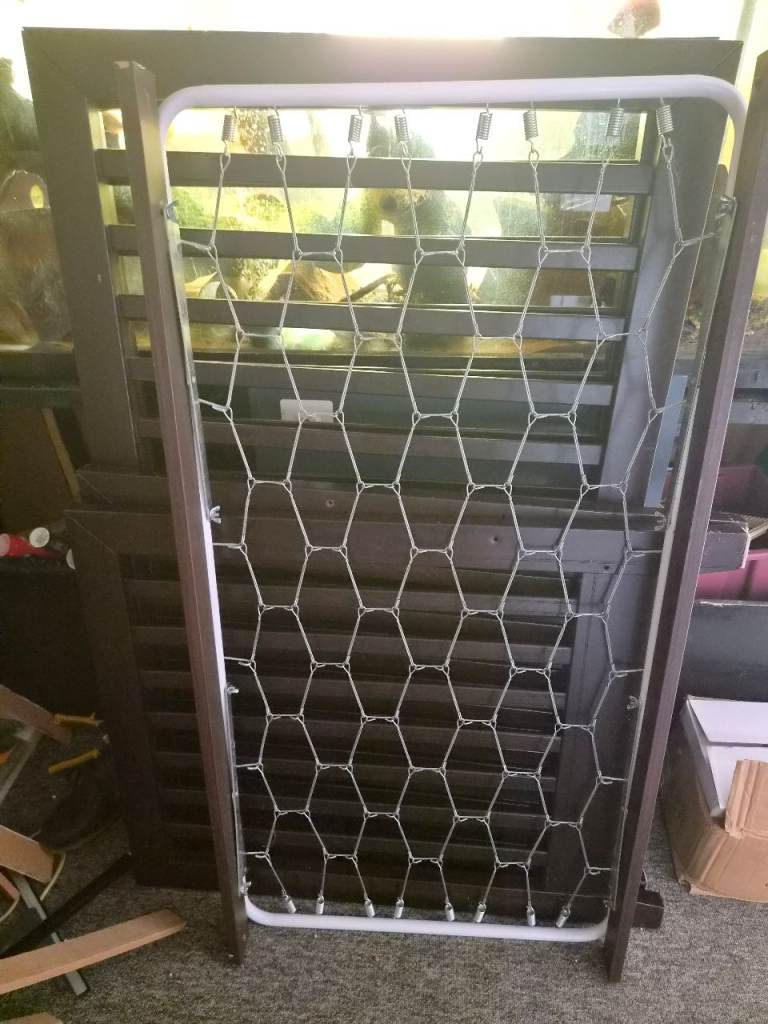 Brown Wooden Cot Bed Base with Metal Spring Frame