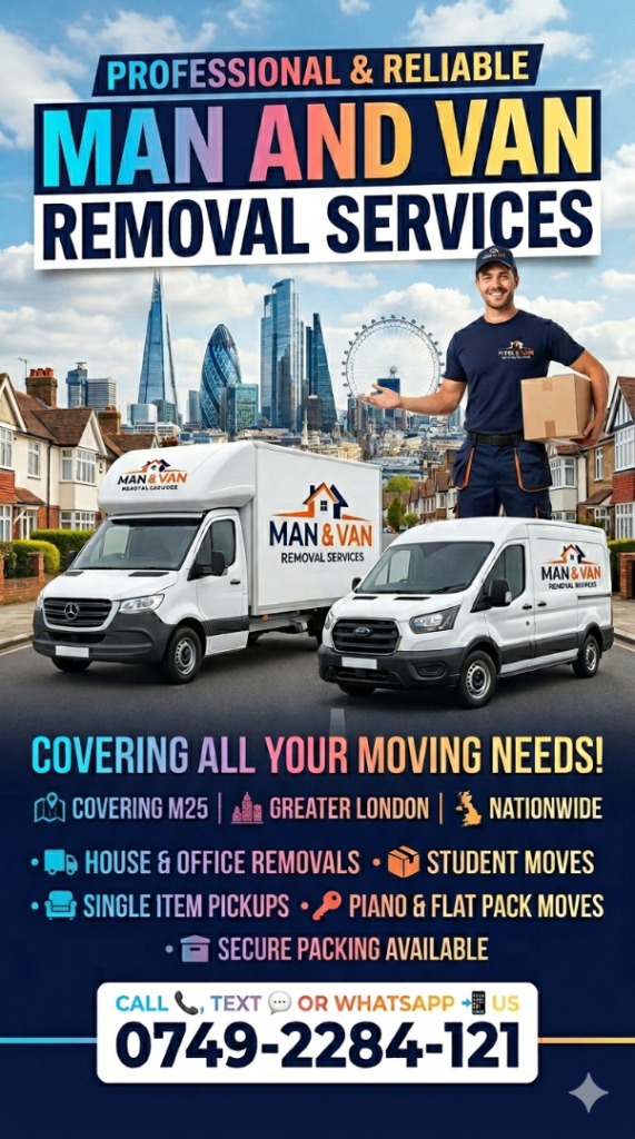 CHEAP MAN & LUTON VAN HIRE/ REMOVAL SERVICES/ SINGLE ITEM TO HOUSE MOVE from £35/h LOCAL &NATIONWIDE