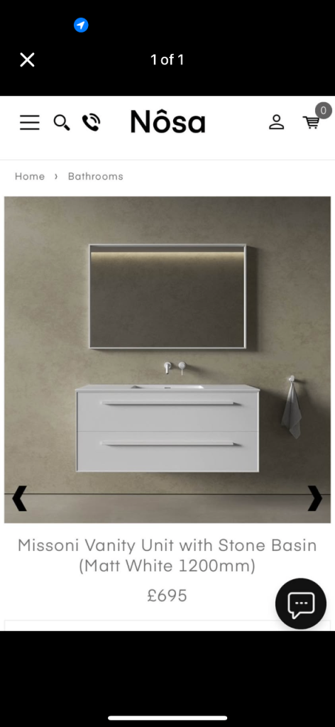 Missoni Matt White 1200mm Vanity Unit with Stone Basin