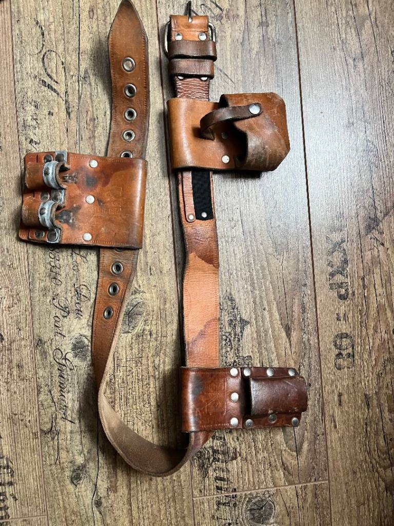 RRP £90 BIGBEN Leather Belt Set - Natural