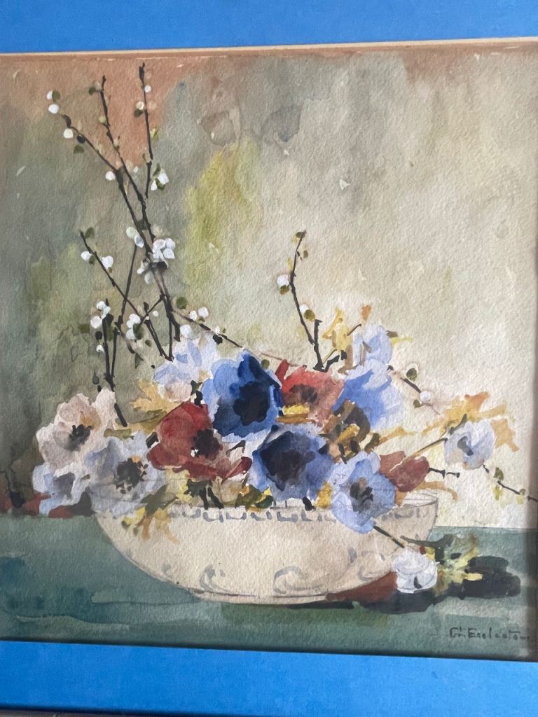 Signed watercolour still life by Ecclestone 