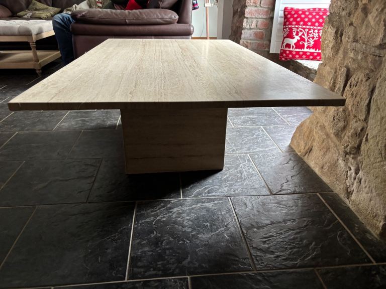 Travertine stone coffee table