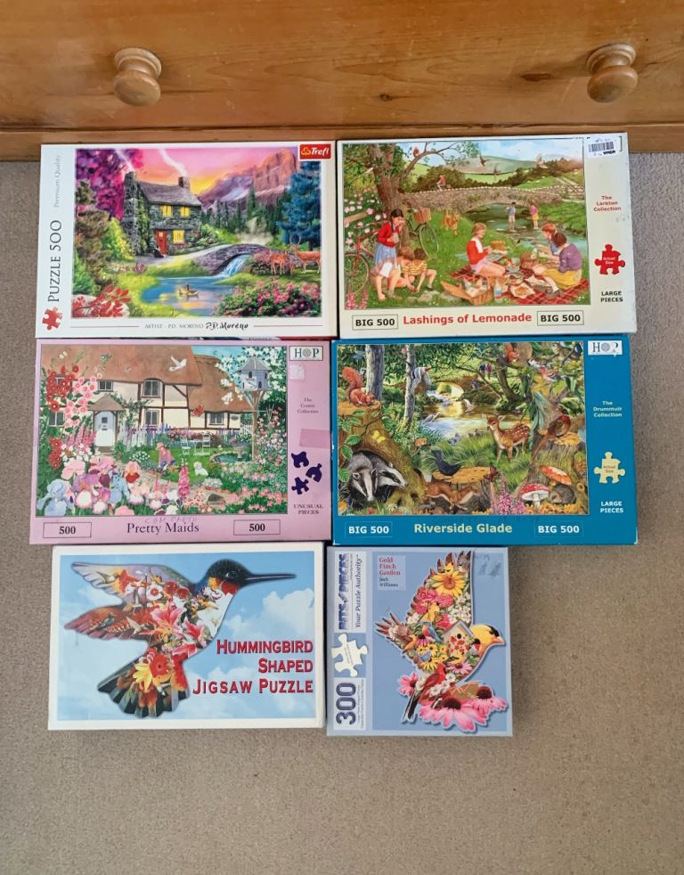 6 adult jigsaw puzzles, couple of tough ones in there!