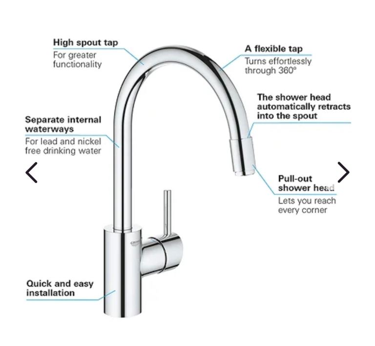 image for Grohe kitchen tap with pull out single lever 