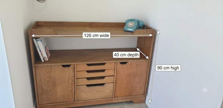  Bespoke one of a kind handmade  Wooden Sideboard with Drawers and Cupboards in excellent condition 