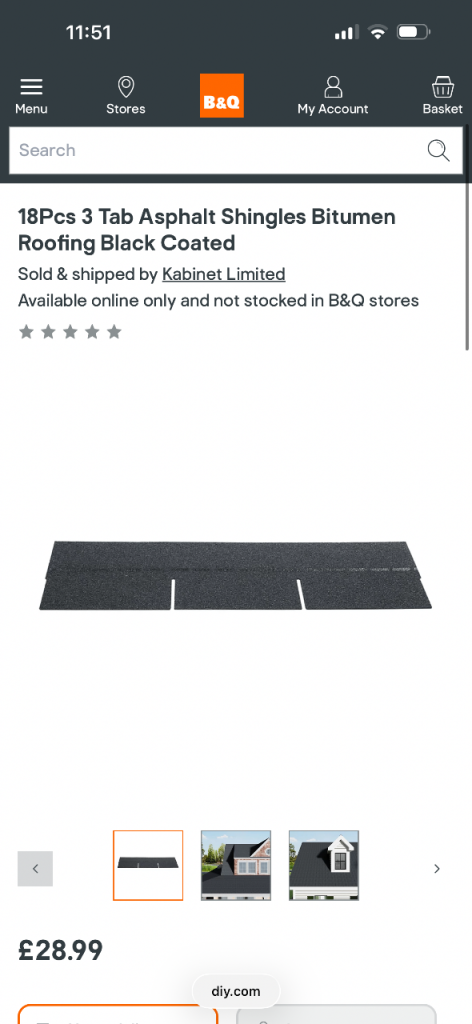 New 18Pcs Black Asphalt Shingles Bitumen Roofing - Unopened