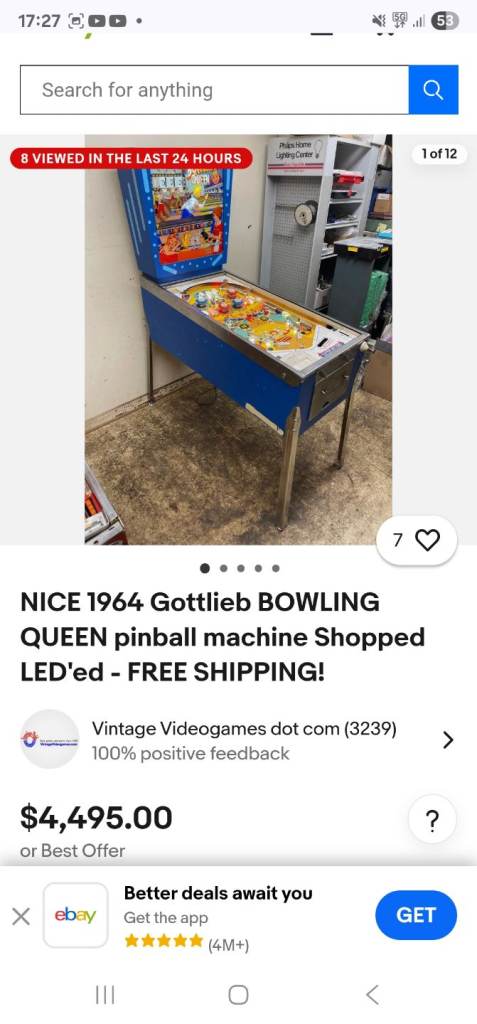 1964 Gottlieb BOWLING QUEEN pinball machine