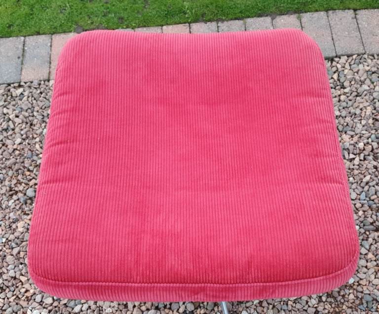 Vintage 80s ikea mila footstool in red cord. 