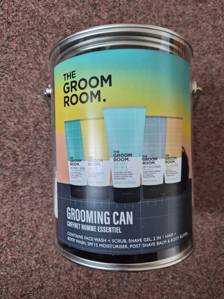 The Groom Room can face wash, shave gel, body wash, moisturiser, balm and buffer