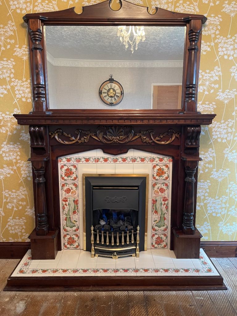 Mahogany finish fire surround 