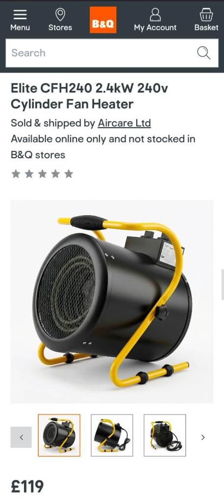 NEW Elite Fan Heater CFH240 2.4kW 240v Cylinder
