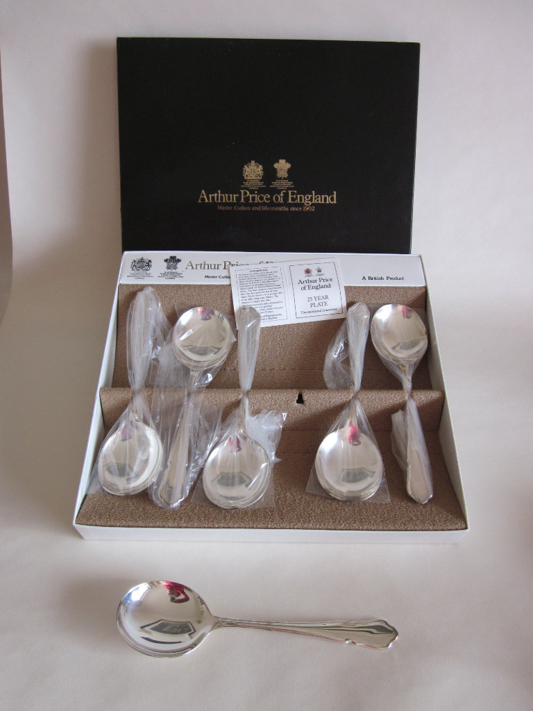 Arthur Price 25 year sliver plate Dubarry Soup Spoons X 6